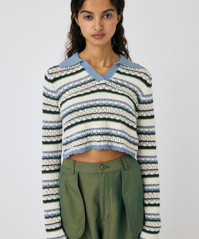 MOUSSY「CROCHET SHIRT ニット」|ニット・セーター|