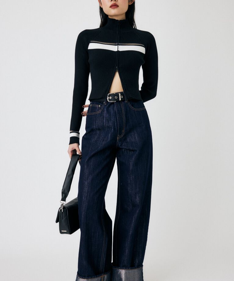 MOUSSY「W ZIP TRUCK ニット」|ニット・セーター|