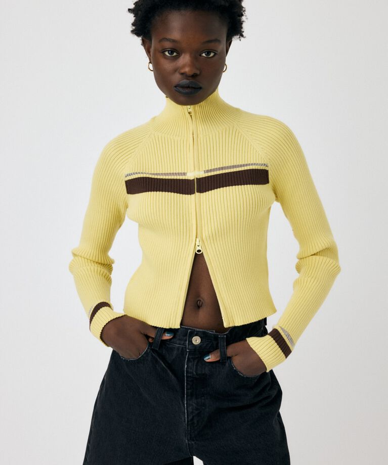 MOUSSY「W ZIP TRUCK ニット」|ニット・セーター|LIME