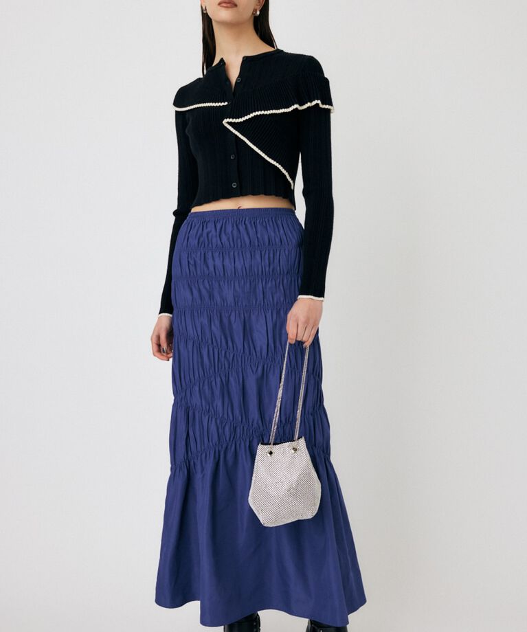 MOUSSY「FRONT BUTTON FRILL KNIT トップス」|ニット・セーター|