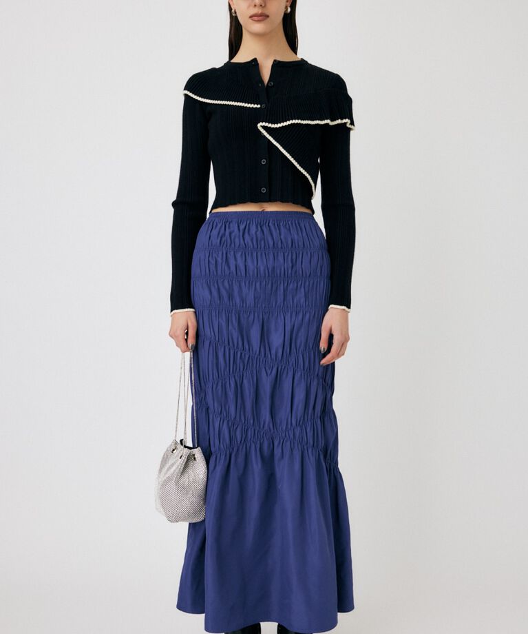 MOUSSY「FRONT BUTTON FRILL KNIT トップス」|ニット・セーター|