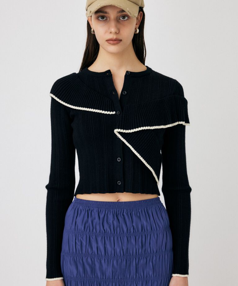 MOUSSY「FRONT BUTTON FRILL KNIT トップス」|ニット・セーター|