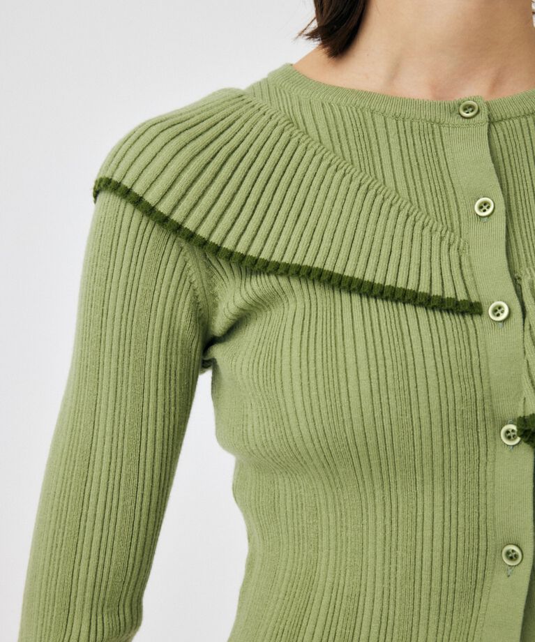 MOUSSY「FRONT BUTTON FRILL KNIT トップス」|ニット・セーター|