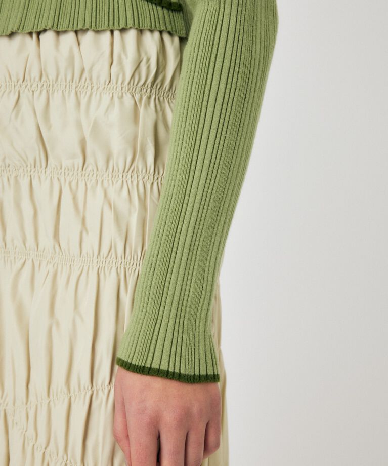 MOUSSY「FRONT BUTTON FRILL KNIT トップス」|ニット・セーター|