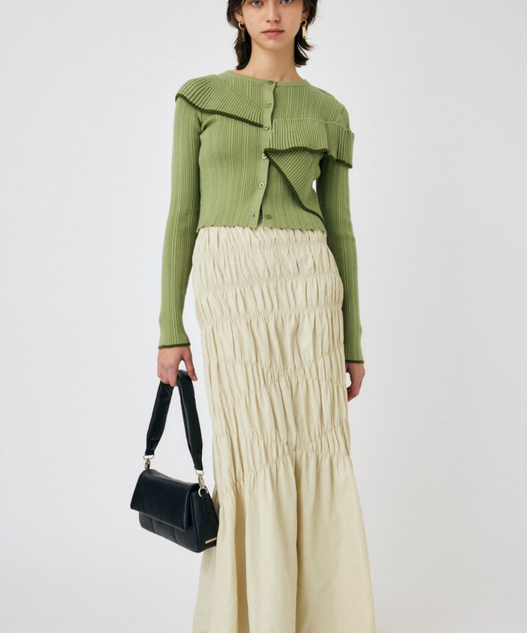 MOUSSY「FRONT BUTTON FRILL KNIT トップス」|ニット・セーター|