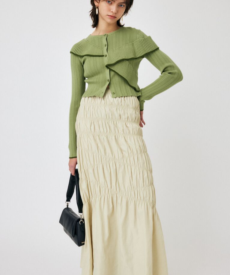 MOUSSY「FRONT BUTTON FRILL KNIT トップス」|ニット・セーター|