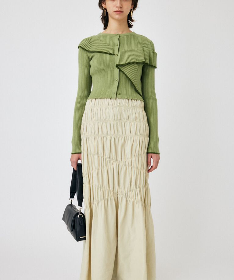 MOUSSY「FRONT BUTTON FRILL KNIT トップス」|ニット・セーター|