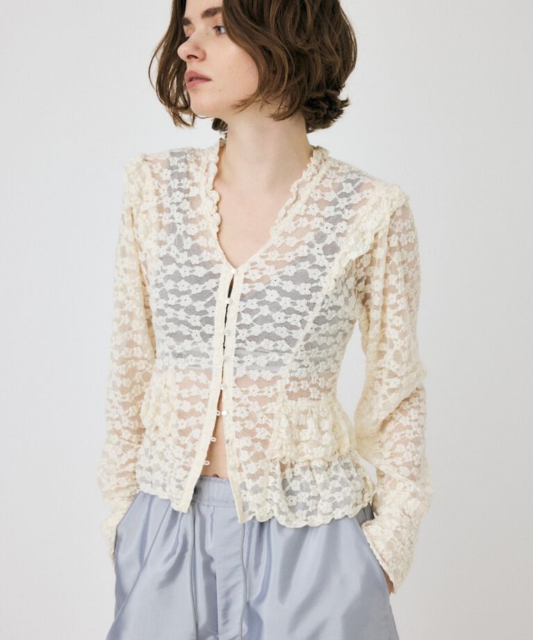 MOUSSY「RUFFLE LACY CUT ブラウス」|Tシャツ・カットソー|
