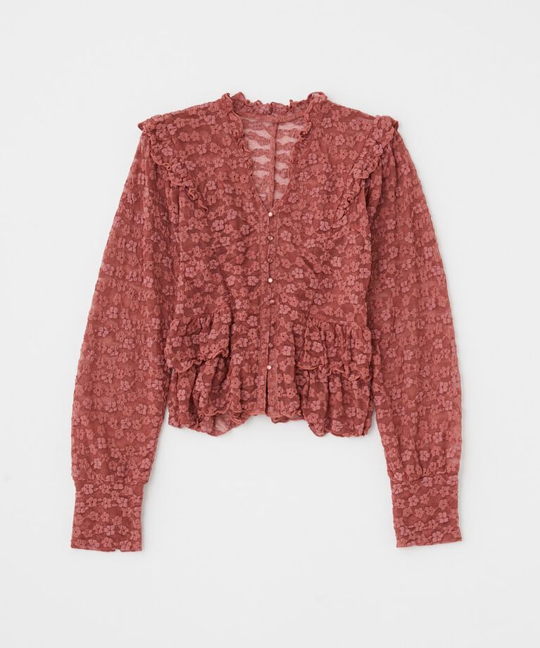 MOUSSY「RUFFLE LACY CUT ブラウス」|Tシャツ・カットソー|