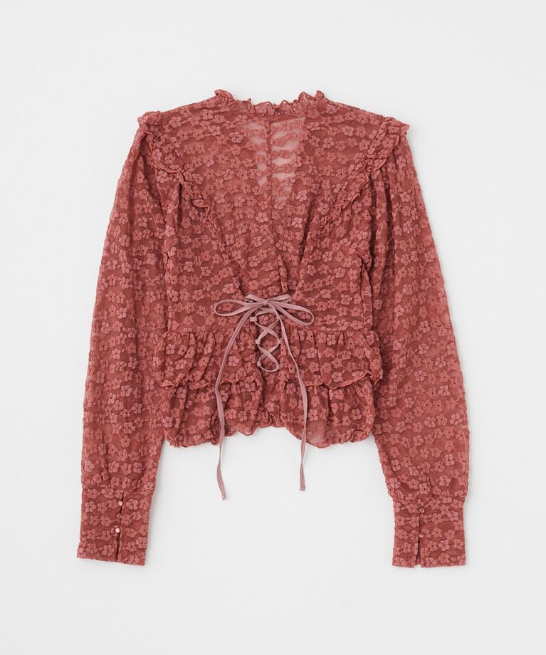 MOUSSY「RUFFLE LACY CUT ブラウス」|Tシャツ・カットソー|