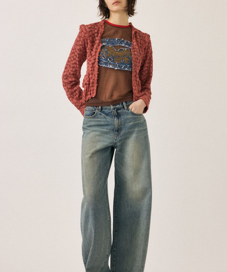 MOUSSY「RUFFLE LACY CUT ブラウス」|Tシャツ・カットソー|