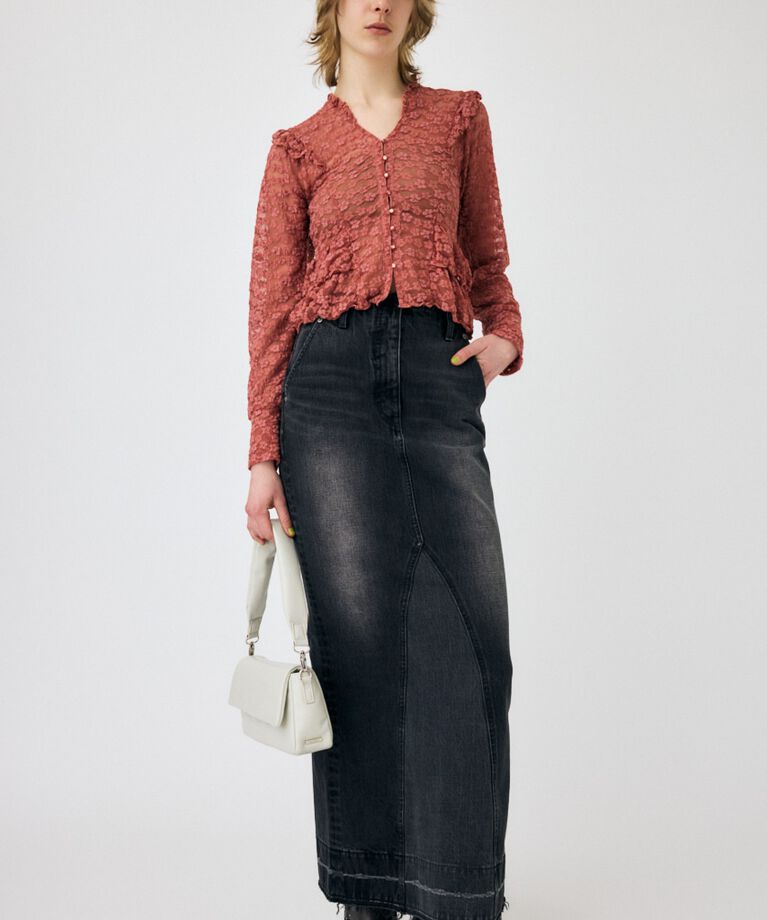 MOUSSY「RUFFLE LACY CUT ブラウス」|Tシャツ・カットソー|