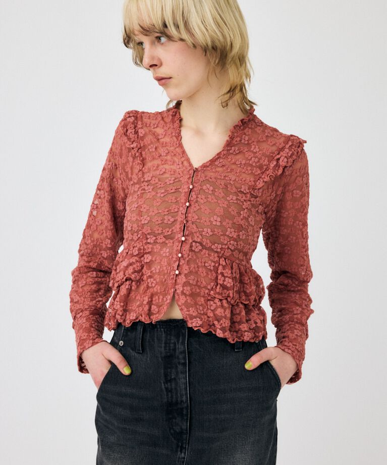 MOUSSY「RUFFLE LACY CUT ブラウス」|Tシャツ・カットソー|