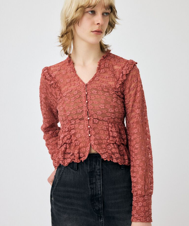 MOUSSY「RUFFLE LACY CUT ブラウス」|Tシャツ・カットソー|