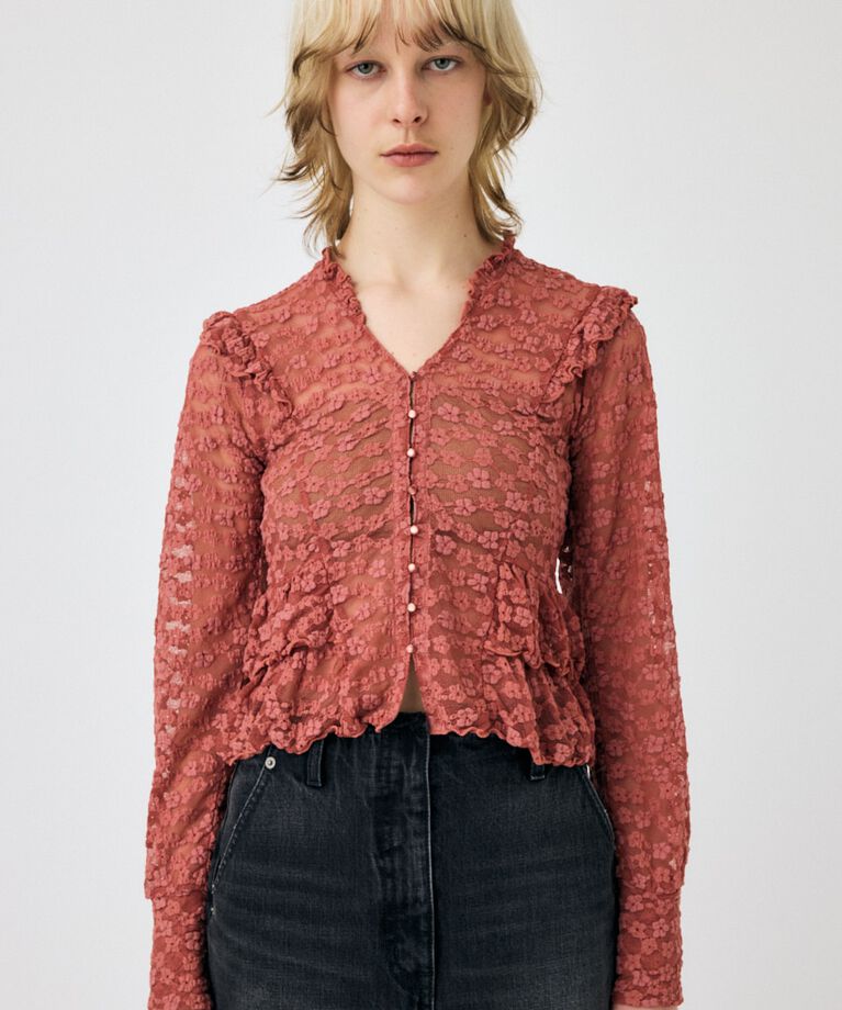 MOUSSY「RUFFLE LACY CUT ブラウス」|Tシャツ・カットソー|