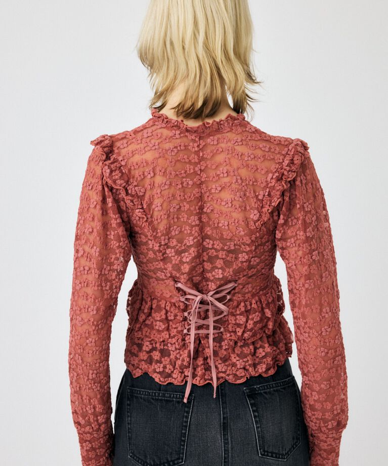 MOUSSY「RUFFLE LACY CUT ブラウス」|Tシャツ・カットソー|