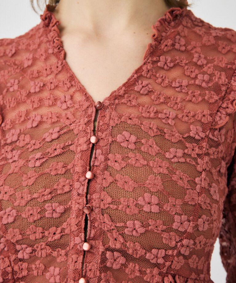 MOUSSY「RUFFLE LACY CUT ブラウス」|Tシャツ・カットソー|