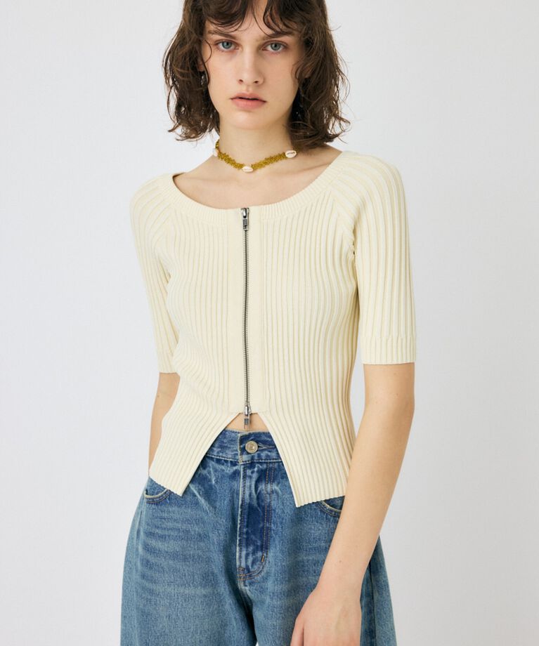 MOUSSY「ZIP UP RIB トップス」|ニット・セーター|IVOY3