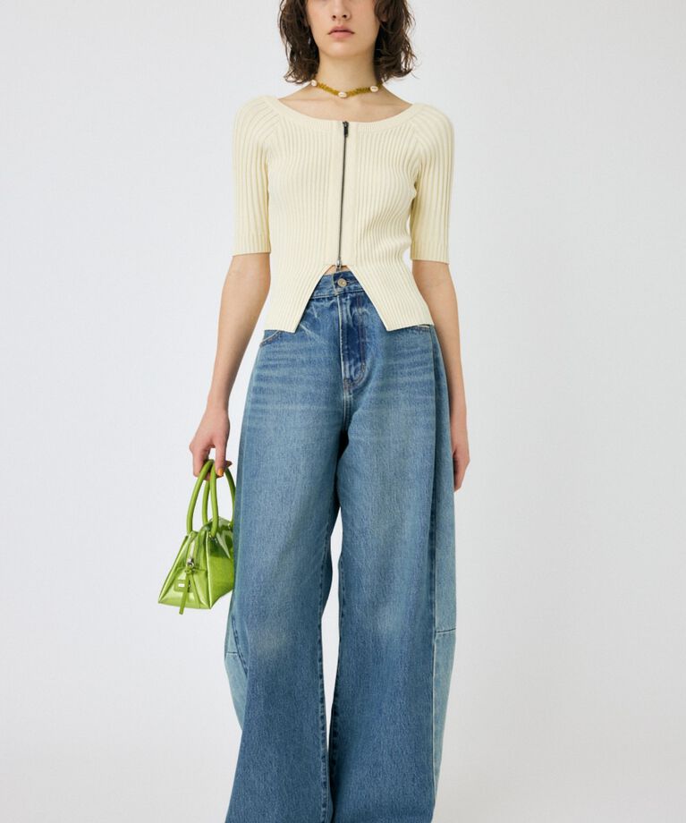 MOUSSY「ZIP UP RIB トップス」|ニット・セーター|