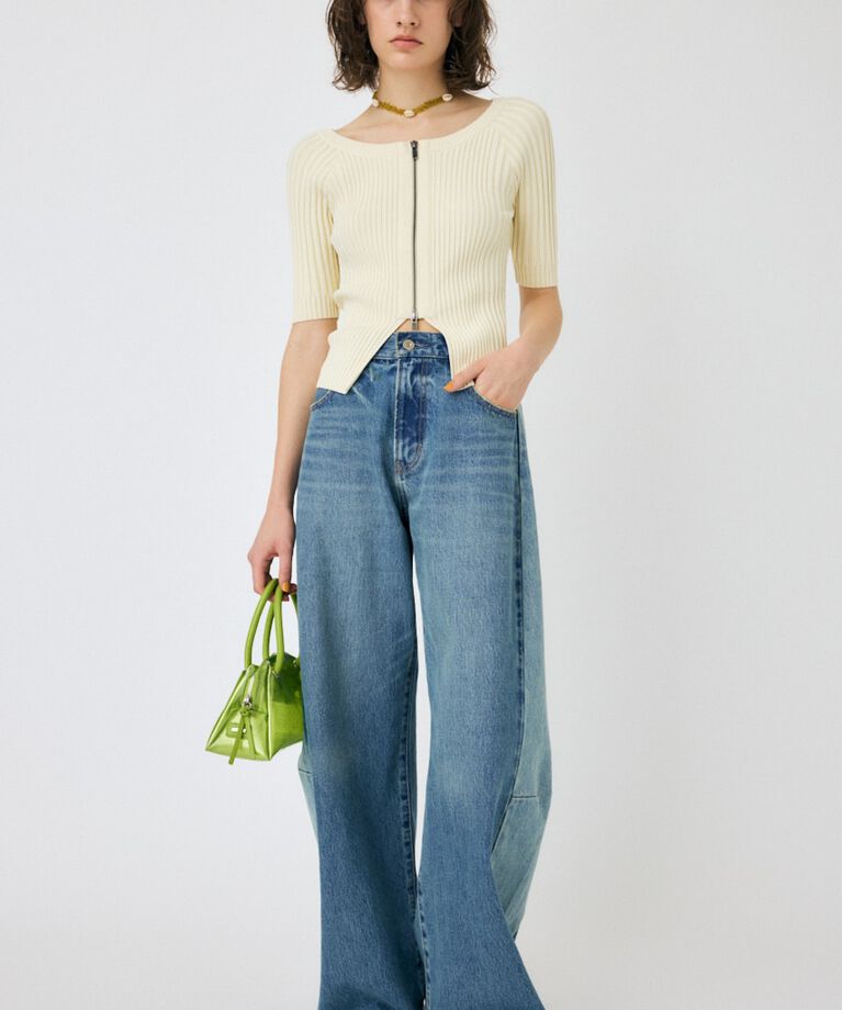 MOUSSY「ZIP UP RIB トップス」|ニット・セーター|