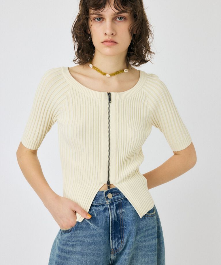 MOUSSY「ZIP UP RIB トップス」|ニット・セーター|