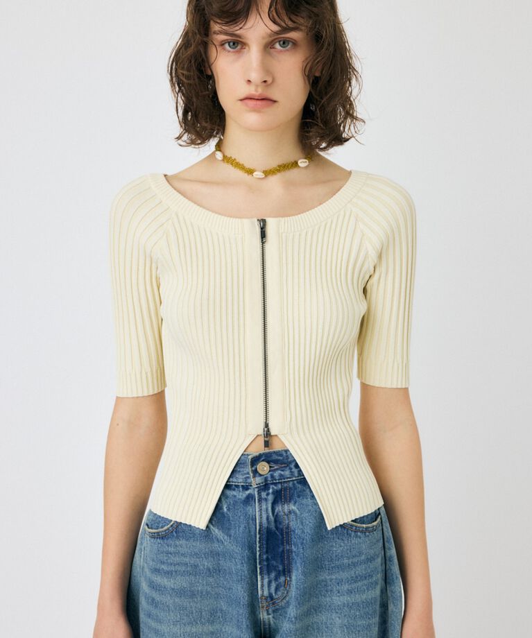 MOUSSY「ZIP UP RIB トップス」|ニット・セーター|