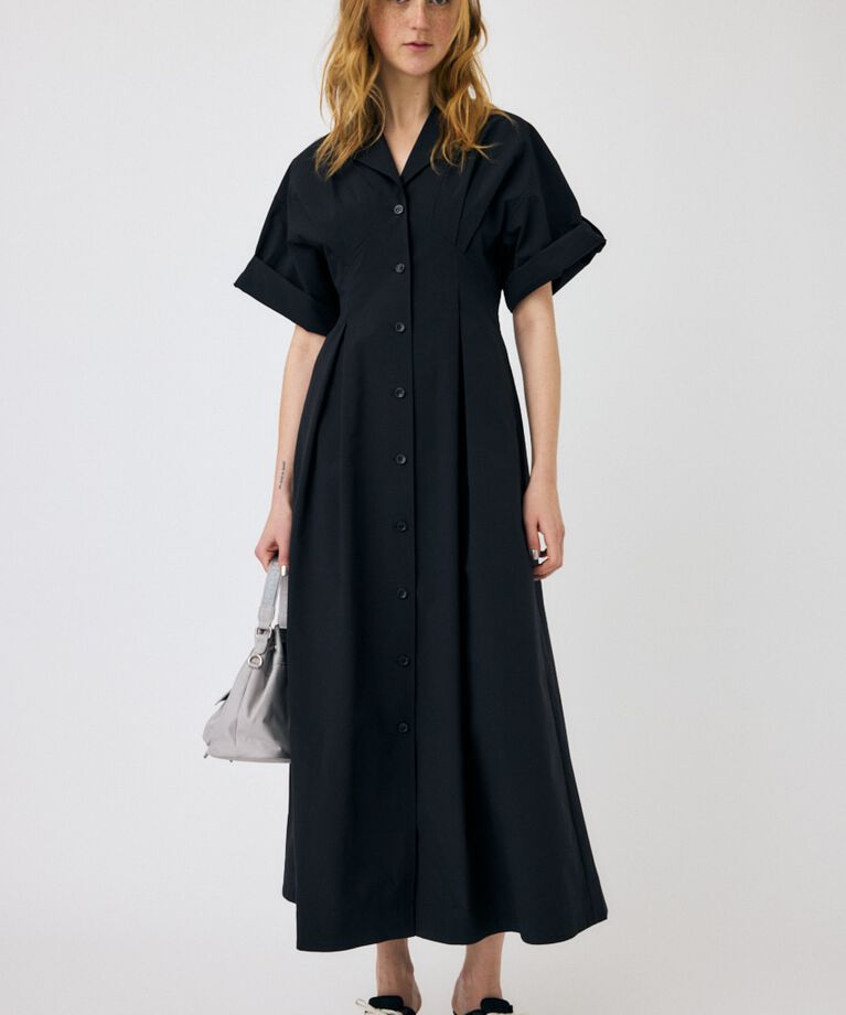 MOUSSY「OPEN COLLAR SAFARI ドレス」|ワンピース|BLK