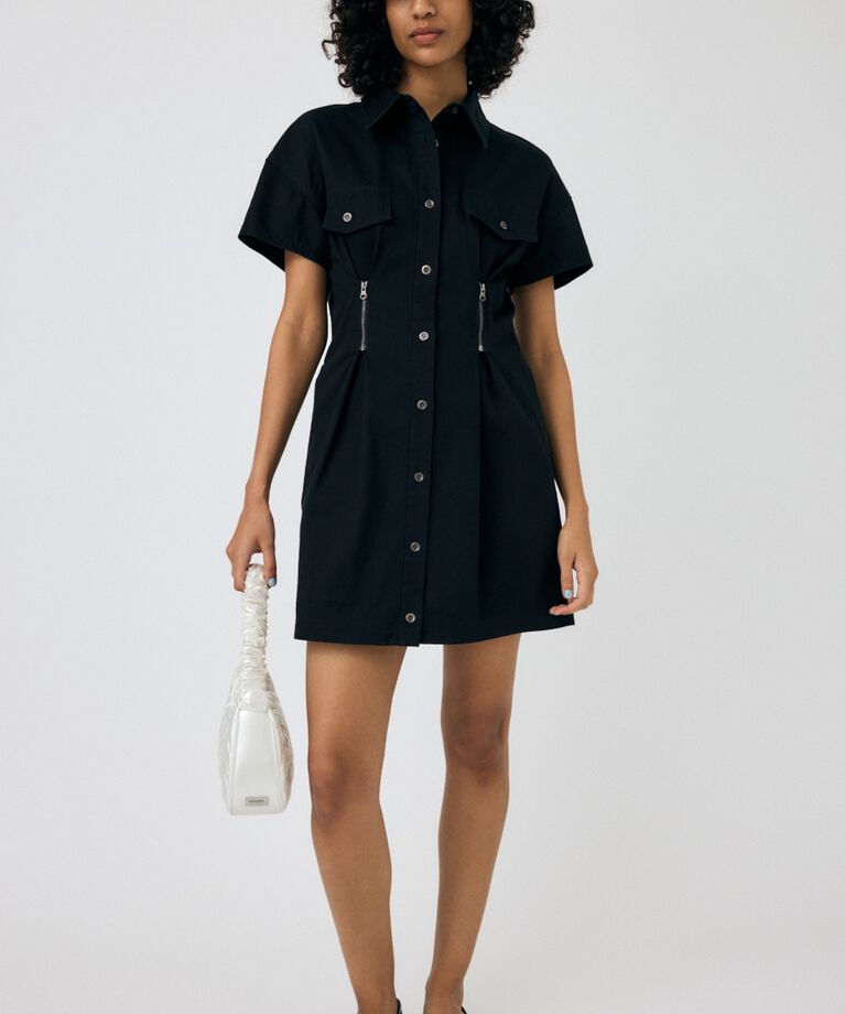 MOUSSY「WAIST ZIP UP ドレス」|ワンピース|BLK