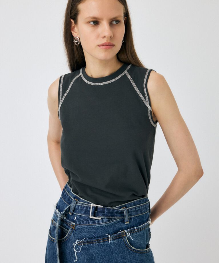MOUSSY「SLEEVELESS RAGLAN Tシャツ」|その他|BLK