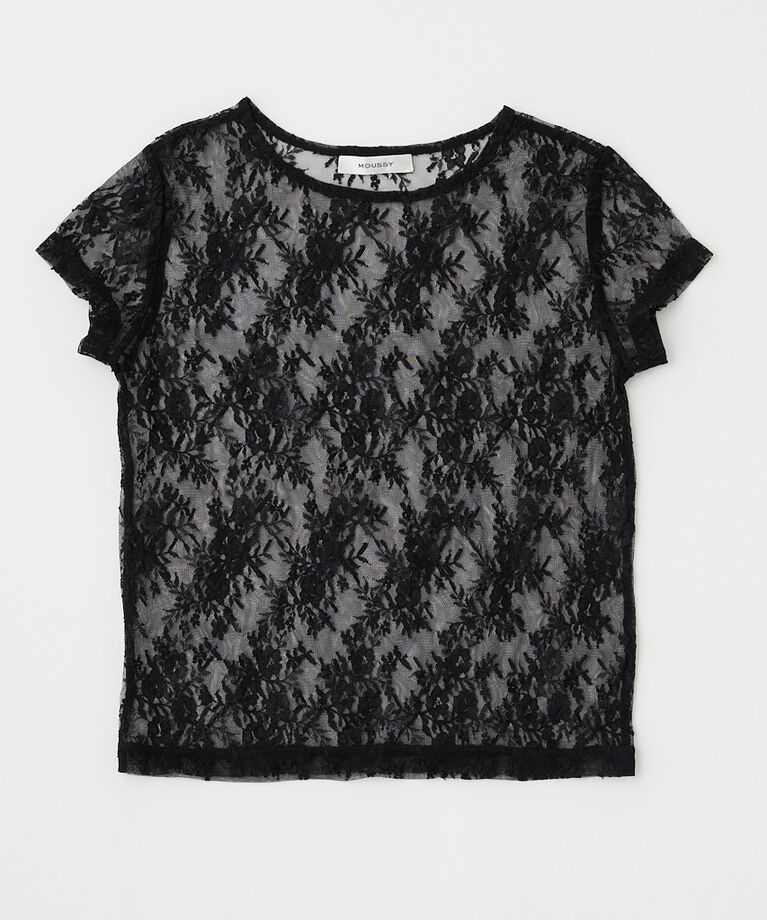 MOUSSY「LACE LAYERED OPEN NECK トップス」|Tシャツ・カットソー|
