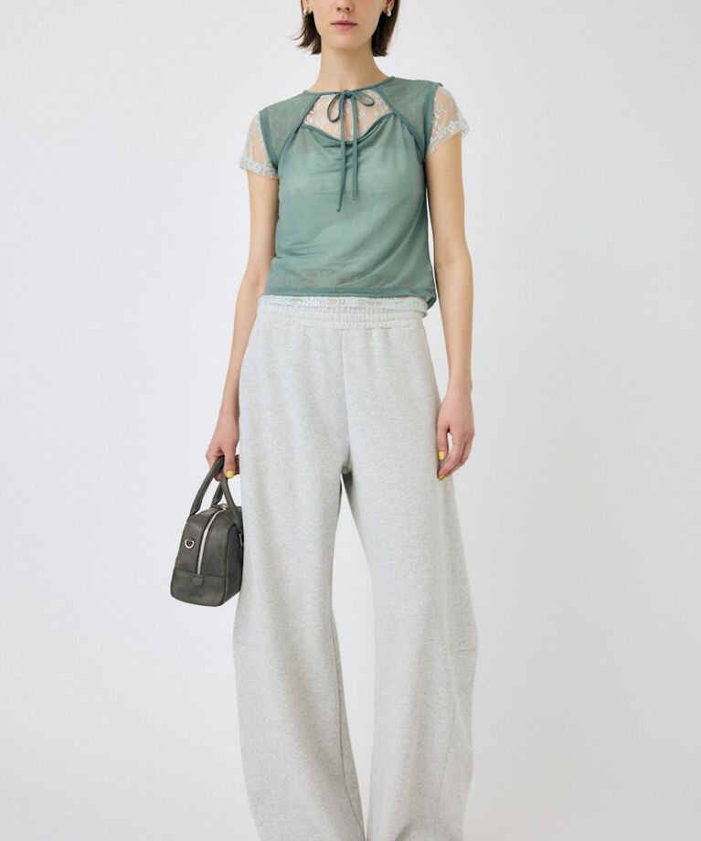 MOUSSY「LACE LAYERED OPEN NECK トップス」|Tシャツ・カットソー|