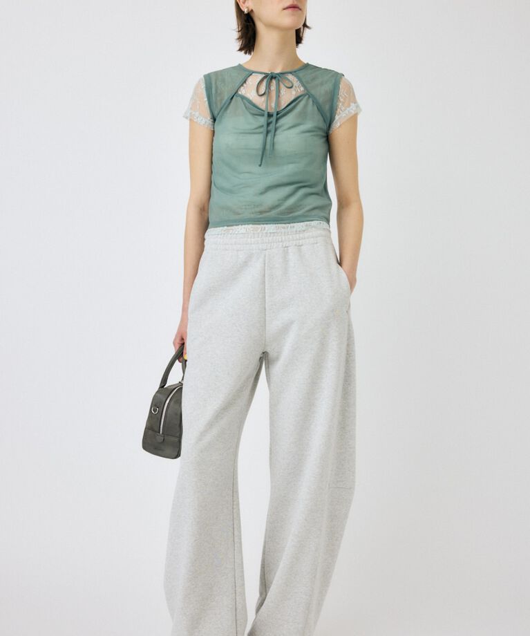 MOUSSY「LACE LAYERED OPEN NECK トップス」|Tシャツ・カットソー|