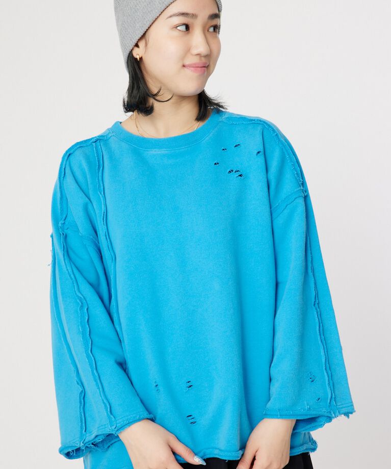 RODEO CROWNS「ウォッシュダメージスウェット」|Tシャツ・カットソー|BLU