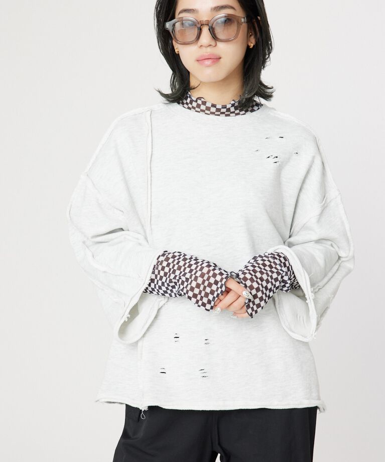 RODEO CROWNS「ウォッシュダメージスウェット」|Tシャツ・カットソー|L/T.GRY1