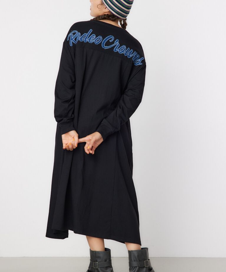 RODEO CROWNS「デニムアップリケロゴワンピース」|ワンピース|BLK