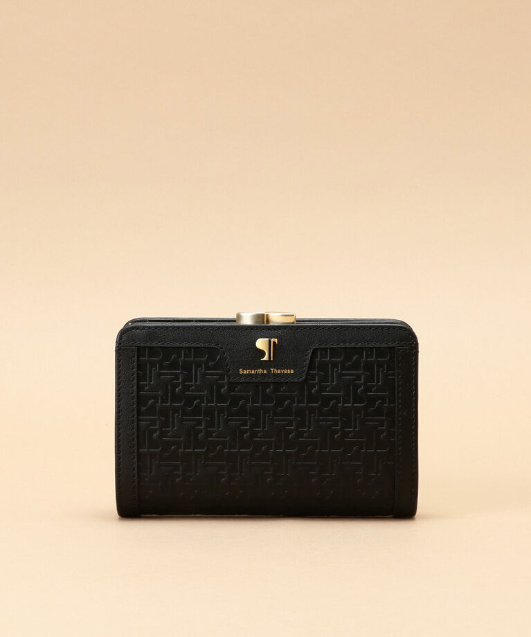 Samantha Thavasa「Pomme d'espoir ポムディスポワール 型押し口金折財布」|財布|ブラック