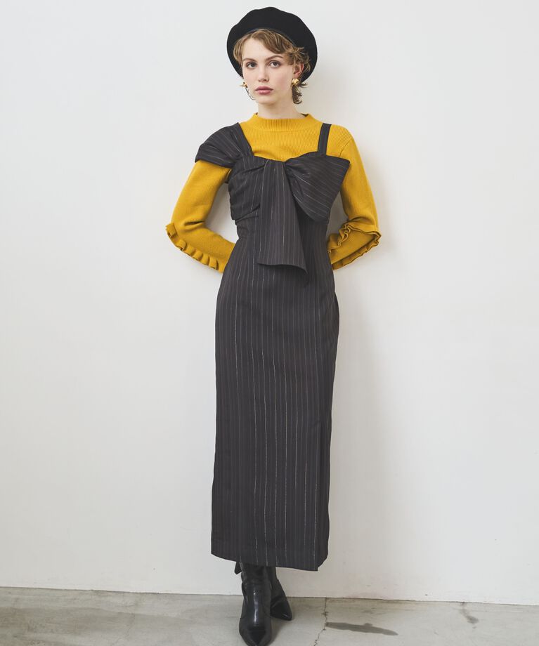 アンドクチュール「アシメショルダーリボンワンピース」|ワンピース|