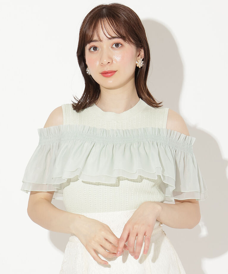 WILLSELECTION「レイヤード風オフショルプルオーバー」|ニット・セーター|