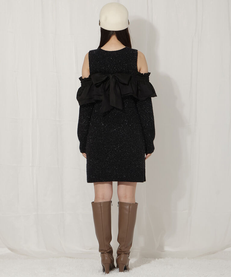 WILLSELECTION「バックリボンオフショルニットワンピース」|ワンピース|