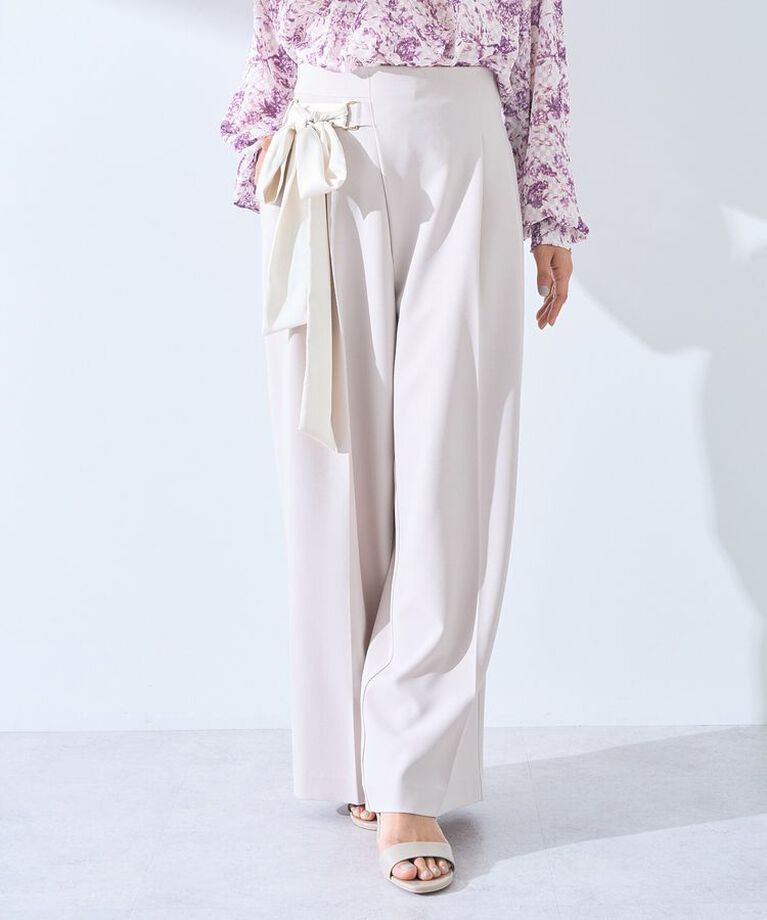 YECCA VECCA「リボンベルトワイドパンツ」|その他|