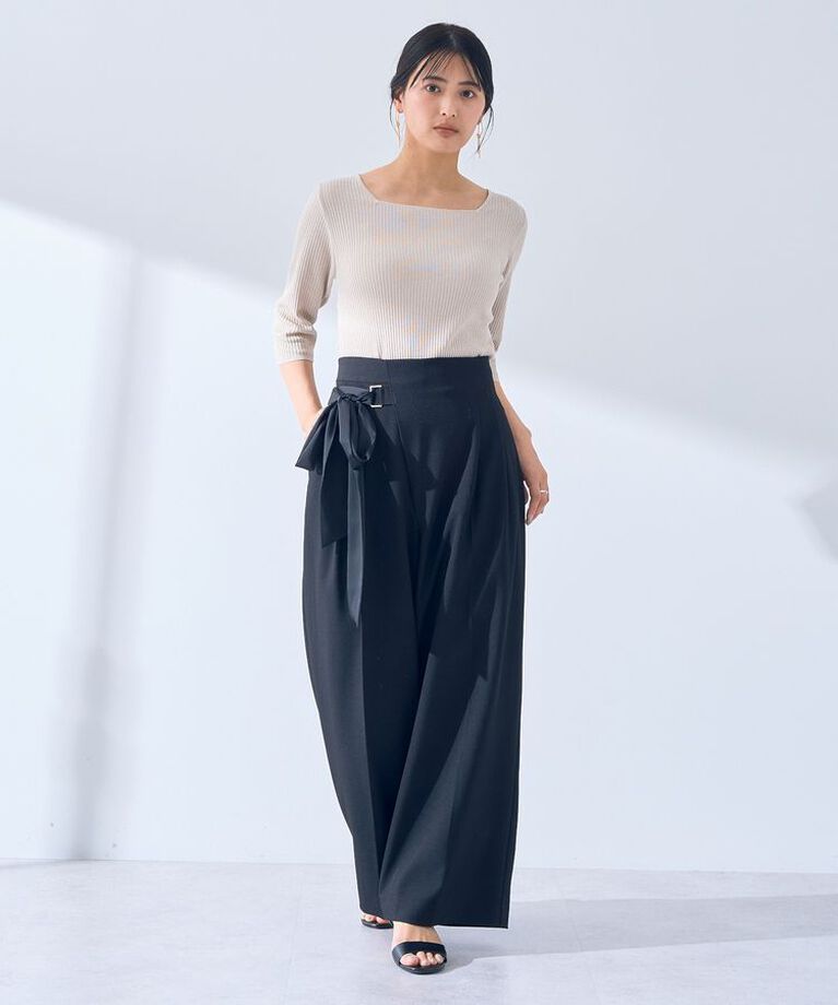 YECCA VECCA「リボンベルトワイドパンツ」|その他|
