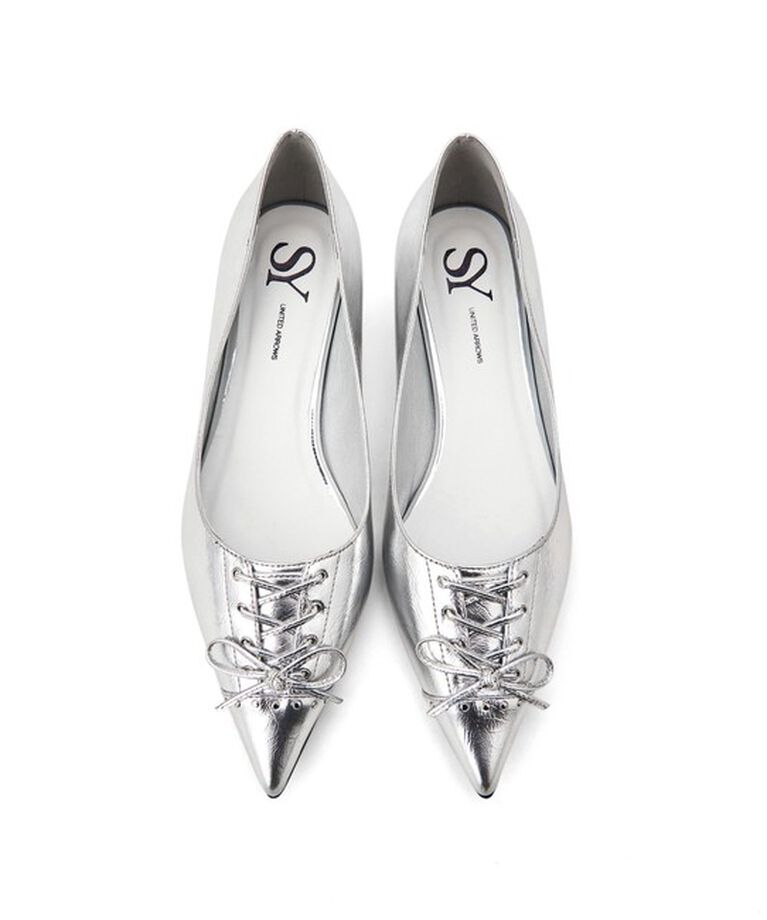 ODETTE E ODILE「＜SY＞レースアップスタッズ フラット25●↑」|パンプス|SILVER