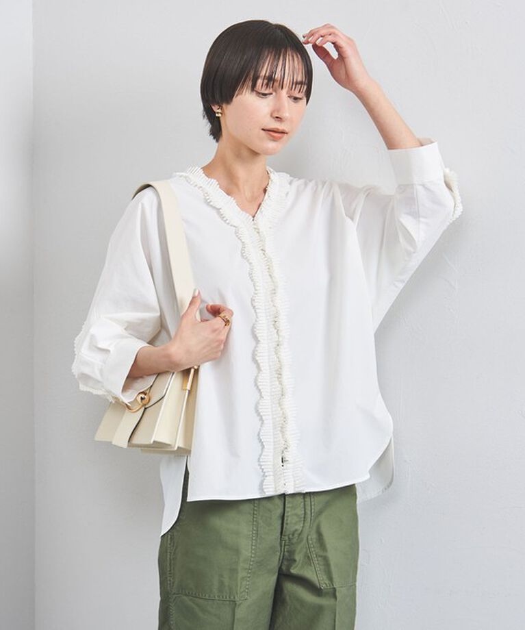 UNITED ARROWS「タック フリルVネック シャツ」|シャツ・ブラウス|
