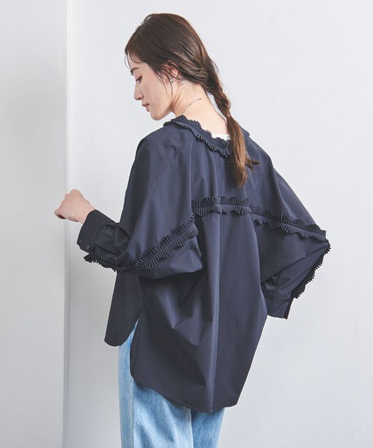 UNITED ARROWS「タック フリルVネック シャツ」|シャツ・ブラウス|
