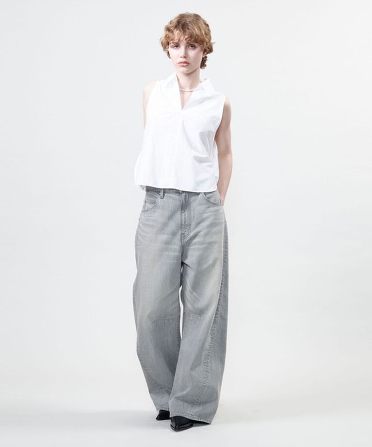 ASTRAET「＜ASTRAET＞バックギャザー スキッパー ノースリーブブラウス」|シャツ・ブラウス|