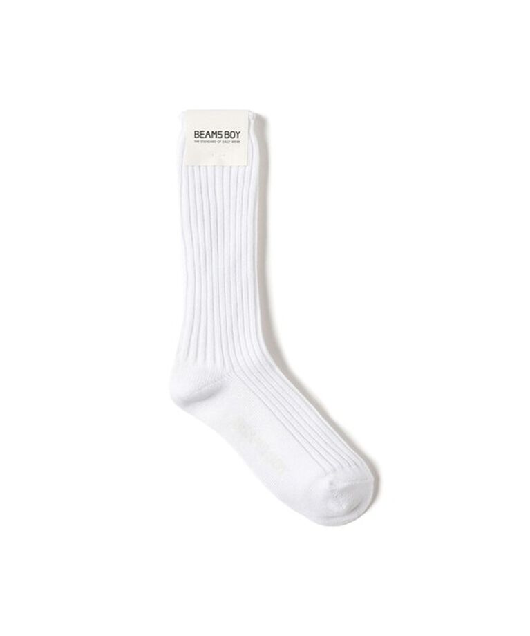 BEAMSBOY「BEAMS BOY / 2/2ソリッド リブ ソックス」|ソックス|WHITE