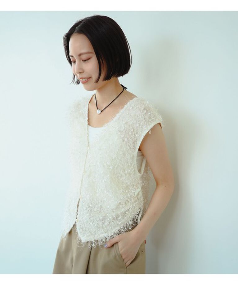 Ray BEAMS 「Ray BEAMS / フリンジ 2Way ノースリーブ トップス」|タンクトップ|