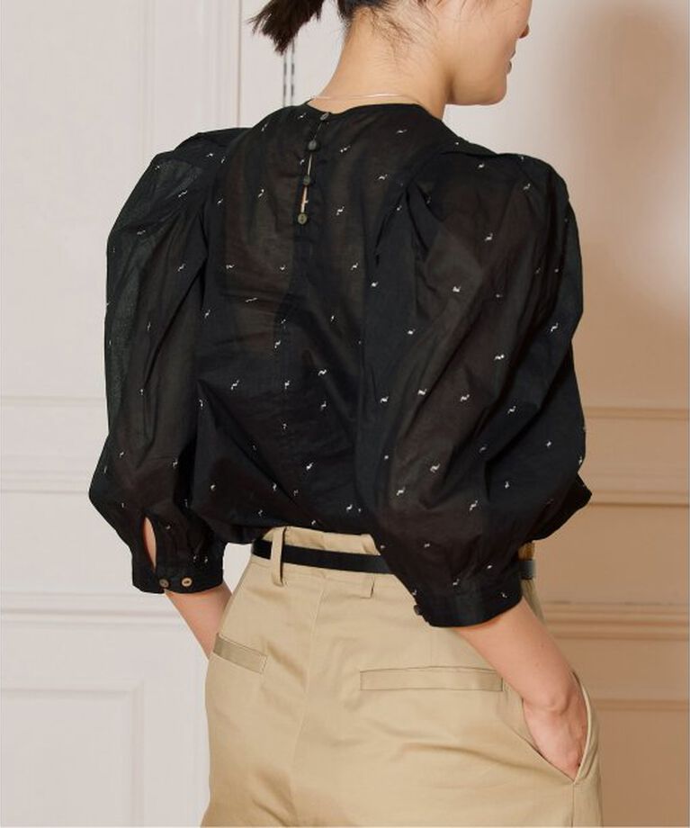 IENA LA BOUCLE「IENA LA BOUCLE コットンオーガンザエンブロイダリーパフィーブラウス」|シャツ・ブラウス|