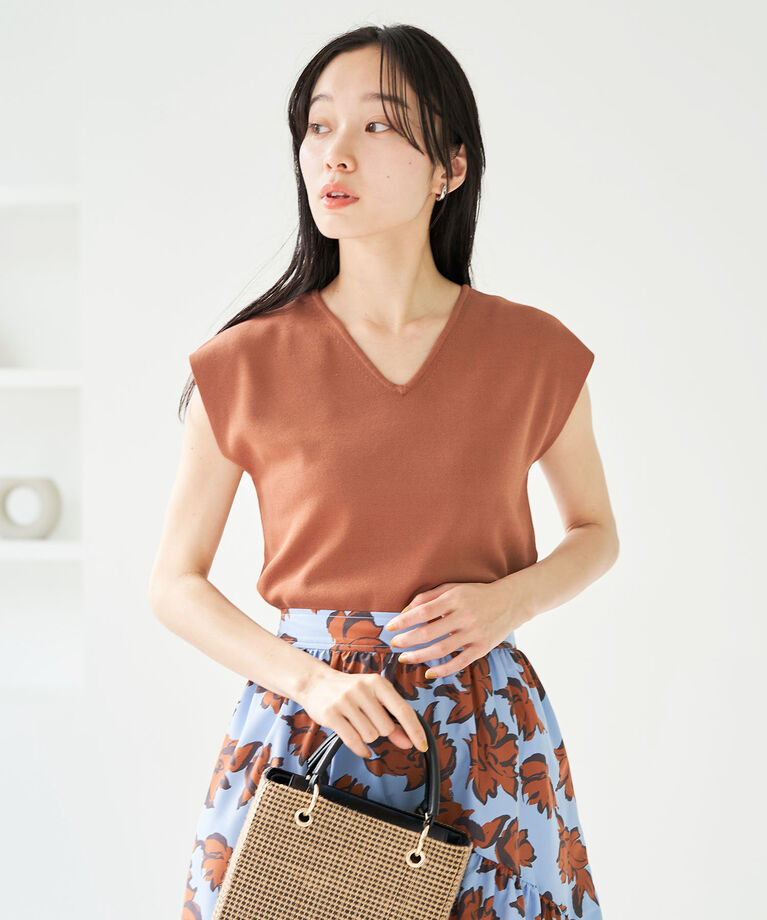VIS「【UVケア・接触冷感・洗える】前後2WAY美人スリーブニットプルオーバー」|ニット・セーター|