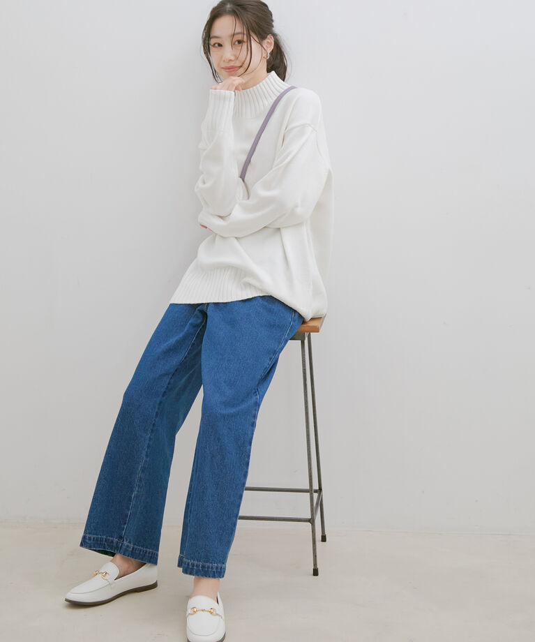 VIS「【洗える】ボーダー＆無地バックスリットニット【sustainable】」|ニット・セーター|